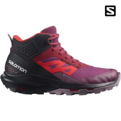 Botas Montaña Salomon Outpulse Mid GTX Mujer Fucsia Rojos Negros | MX ZDCH807